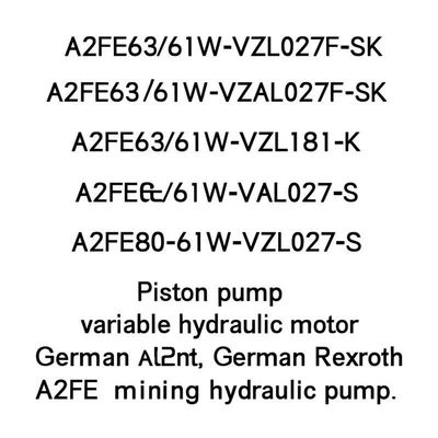 German Rexroth Variable Displacement Axial Piston Pump for Mining with Spline or Keyed Shaft