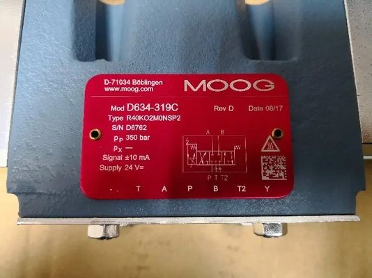 German Made Moog Servo Valve with 350 bar Maximum Pressure 25cm Nominal Diameter and Micro5p Charging for Hydraulic Power Control