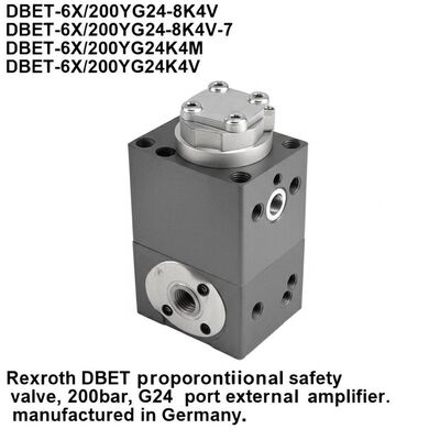 DBET-6X/200YG24-8K4V
DBET-6X/200YG24-8K4V-7
DBET-6X/200YG24K4M
DBET-6X/200YG24K4V Rexroth DBET proportional safety valve, 200bar, G24 port, external amplifier manufactured in Germany